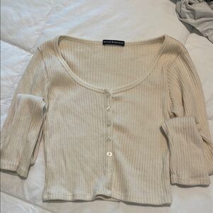 Brandy Melville Cream Ribbed Cardigan